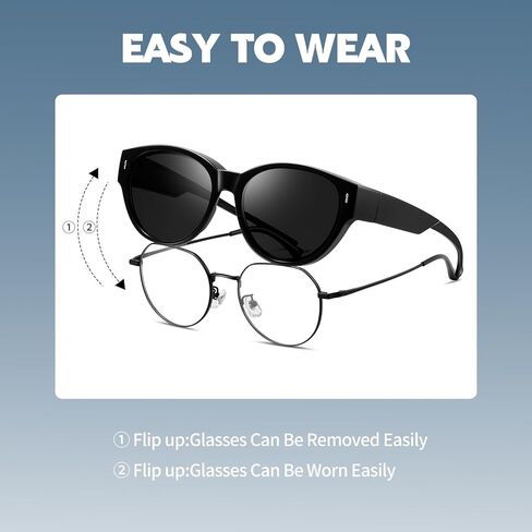 kimorn Polarized Fit Over Glasses Sunglasses For Women Man,Trendy Cat Eye Shades For Driving Riding in Kuwait