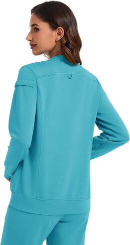 LOMON Scrub Jackets for Women Zipper Bomber Jacket Medical Nurse Coats with Pockets in Saudi Arabia