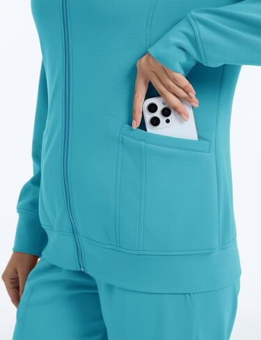 LOMON Scrub Jackets for Women Zipper Bomber Jacket Medical Nurse Coats with Pockets in Saudi Arabia