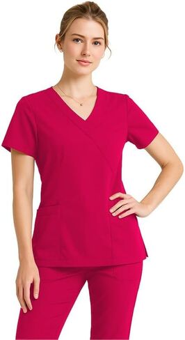 U4U Women’s Mock Wrap Scrub Top – Fluid Resistant, 4-Way Stretch, Easy Care in Saudi Arabia