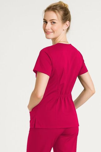 U4U Women’s Mock Wrap Scrub Top – Fluid Resistant, 4-Way Stretch, Easy Care in Saudi Arabia