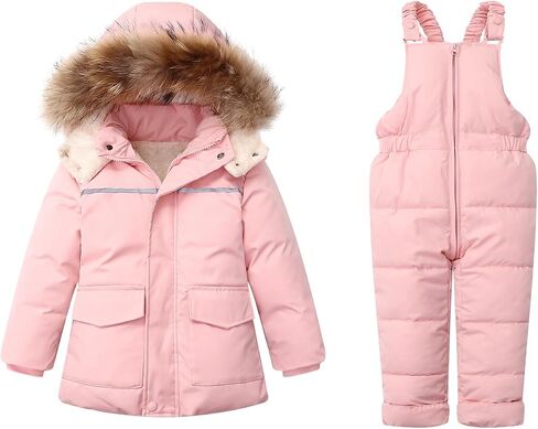 Toddler Boy Winter Hooded Snowsuit Coat Baby Girl Ski Snow Suit Pants Jacket Bib in Kuwait