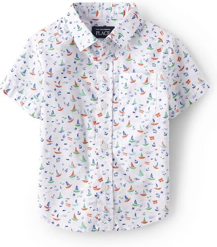 The Children's Place,Baby Boys,and Toddler Poplin Short Sleeve Button Down Shirt,Easter Egg Mint,12 Months,18 Months in Kuwait