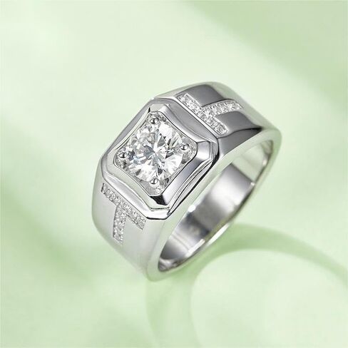 1 Carat Diamond Men's Wedding Bands 14K Gold,D-color VVS1 Round Cut Diamond Rings for Men, Ideal Father's Day Gift for Dad in Saudi Arabia