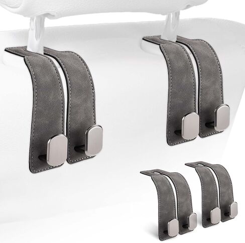 4pcs Headrest Hooks for Car, Gray Car Seat Back Storage Hooks Universal Fit Bags Purse Hook Bag Hanger Double Car Seat Head Rest Hooks for Car Accessories Item Organizers Essentials in Saudi Arabia