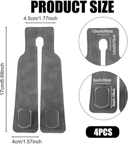 4pcs Headrest Hooks for Car, Gray Car Seat Back Storage Hooks Universal Fit Bags Purse Hook Bag Hanger Double Car Seat Head Rest Hooks for Car Accessories Item Organizers Essentials in Saudi Arabia