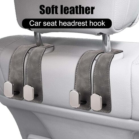 4pcs Headrest Hooks for Car, Gray Car Seat Back Storage Hooks Universal Fit Bags Purse Hook Bag Hanger Double Car Seat Head Rest Hooks for Car Accessories Item Organizers Essentials in Saudi Arabia