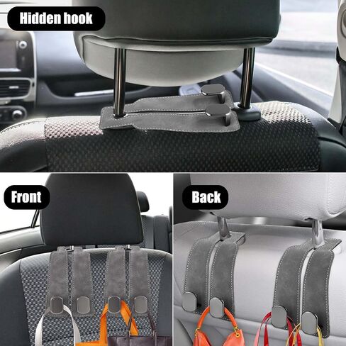 4pcs Headrest Hooks for Car, Gray Car Seat Back Storage Hooks Universal Fit Bags Purse Hook Bag Hanger Double Car Seat Head Rest Hooks for Car Accessories Item Organizers Essentials in Saudi Arabia
