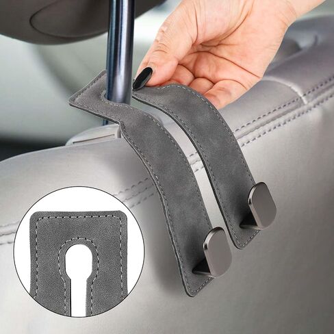 4pcs Headrest Hooks for Car, Gray Car Seat Back Storage Hooks Universal Fit Bags Purse Hook Bag Hanger Double Car Seat Head Rest Hooks for Car Accessories Item Organizers Essentials in Saudi Arabia