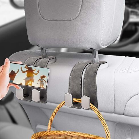 4pcs Headrest Hooks for Car, Gray Car Seat Back Storage Hooks Universal Fit Bags Purse Hook Bag Hanger Double Car Seat Head Rest Hooks for Car Accessories Item Organizers Essentials in Saudi Arabia