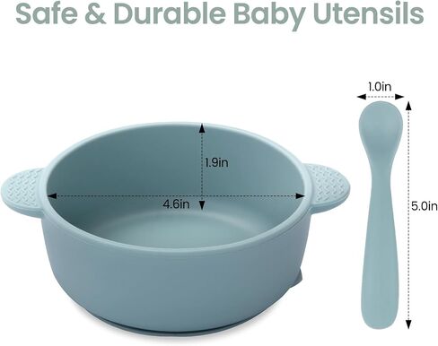 3 Pack Baby Bowls with Suction and 3 Pack Baby Spoons, BPA Free, Silicone Baby Feeding Set for Babies Toddler Kids, Microwave and Dishwasher Safe in Kuwait