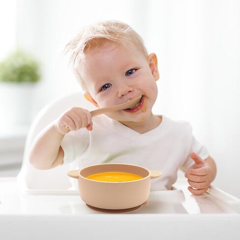 3 Pack Baby Bowls with Suction and 3 Pack Baby Spoons, BPA Free, Silicone Baby Feeding Set for Babies Toddler Kids, Microwave and Dishwasher Safe in Kuwait