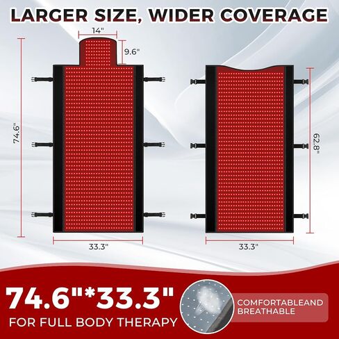 2570 LEDS مزدوجة الكامل للعلاج بالضوء الأحمر حصيرة ، FSA HSA بطانية علاج الضوء الأحمر المؤهلة ، 2570pcs 2in1 LEDS (660nm و 850nm) ، الجلود المتميزة ، مؤقت قابلة للتعديل والكثافة in Saudi Arabia
