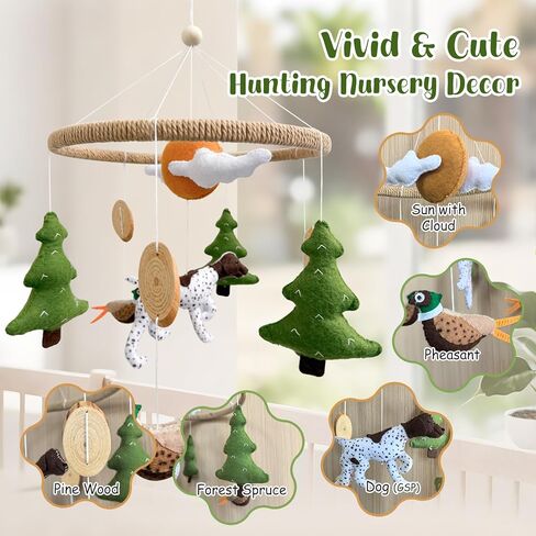 Baby Mobile for Crib Mallard Duck Baby Crib Mobile for Boys Girls Handmade Felt Baby Nursery Decor Duck Hunting Decor Infant Bedroom Hanging Baby Mobile for Bassinet Baby Shower Newborn Baby Gift in Kuwait