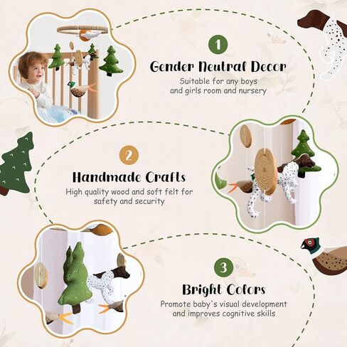 Baby Mobile for Crib Mallard Duck Baby Crib Mobile for Boys Girls Handmade Felt Baby Nursery Decor Duck Hunting Decor Infant Bedroom Hanging Baby Mobile for Bassinet Baby Shower Newborn Baby Gift in Kuwait