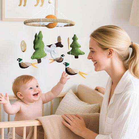 Baby Mobile for Crib Mallard Duck Baby Crib Mobile for Boys Girls Handmade Felt Baby Nursery Decor Duck Hunting Decor Infant Bedroom Hanging Baby Mobile for Bassinet Baby Shower Newborn Baby Gift in Kuwait