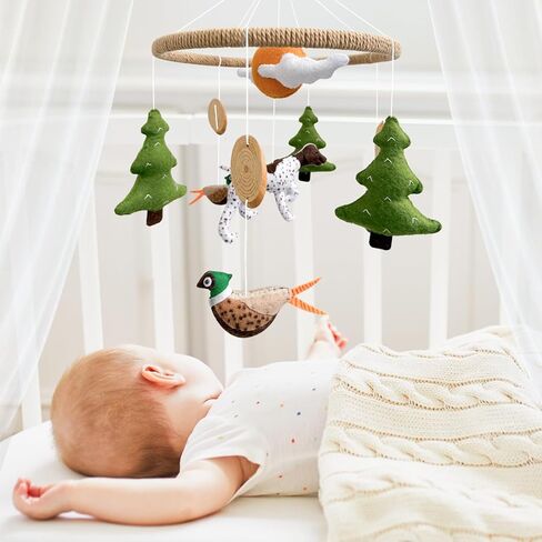 Baby Mobile for Crib Mallard Duck Baby Crib Mobile for Boys Girls Handmade Felt Baby Nursery Decor Duck Hunting Decor Infant Bedroom Hanging Baby Mobile for Bassinet Baby Shower Newborn Baby Gift in Kuwait