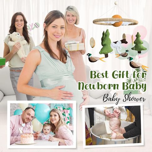 Baby Mobile for Crib Mallard Duck Baby Crib Mobile for Boys Girls Handmade Felt Baby Nursery Decor Duck Hunting Decor Infant Bedroom Hanging Baby Mobile for Bassinet Baby Shower Newborn Baby Gift in Kuwait