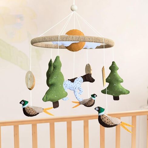 Baby Mobile for Crib Mallard Duck Baby Crib Mobile for Boys Girls Handmade Felt Baby Nursery Decor Duck Hunting Decor Infant Bedroom Hanging Baby Mobile for Bassinet Baby Shower Newborn Baby Gift in Kuwait