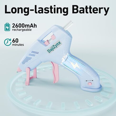 Hot Glue Gun, Cordless Hot Glue Gun with 30 Premium Glue Sticks (7×150mm), 90s Fast Heating, 2600mAh Type-C Rechargeable for DIY Crafts, Home Repairs, Creative Projects and Gift Making - White in Kuwait