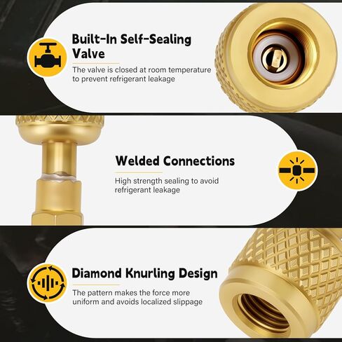 R32 R454B Adapter of Brass Soldered Mater 1/4" SAE Female Quick Couplers to 1/4" SAE Male Reverse Thread for HVAC Mini Split Adapter for R-454B/R-32 Tanks with Thimble in Saudi Arabia