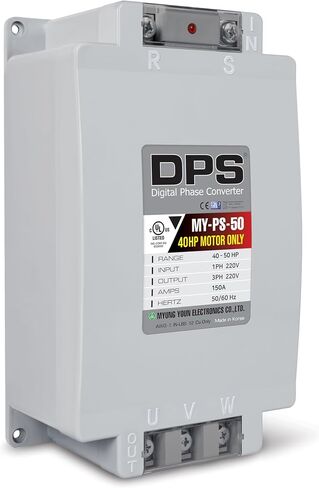 Capacity(DPS) 30HP 90A 220V, Single-Phase to 3-Phase Converter, MY-PS-30 Must Be Only Used for 25HP(18.5kW) 75A 220V 3-Phase Motor, One DPS Must Be Used for One Motor Only, UL Listed in Saudi Arabia