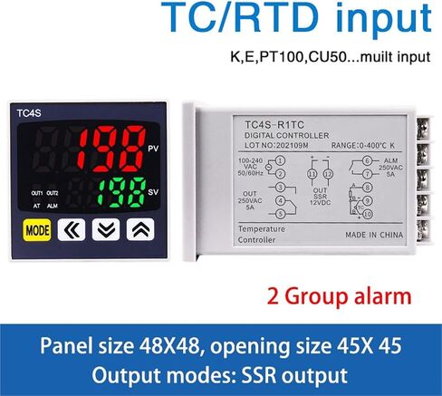 TC4S 48 * 48 K Type Input Digital Display Intelligent PID Temperature Controller Instrument SSR+Relay 4-20mA Output(SSR Opt 2ALM) in Saudi Arabia