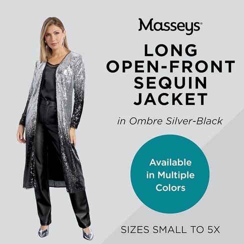 Masseys Women's Long Open-Front Sequin Jacket in Saudi Arabia