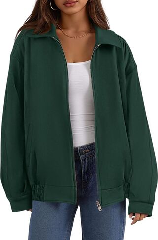 PRETTYGARDEN Women's Faux Suede Motorcycle Jacket Trendy Fall Fashion 2025 Oversized Zip Up Coats Winter Clothes Outerwear in Saudi Arabia