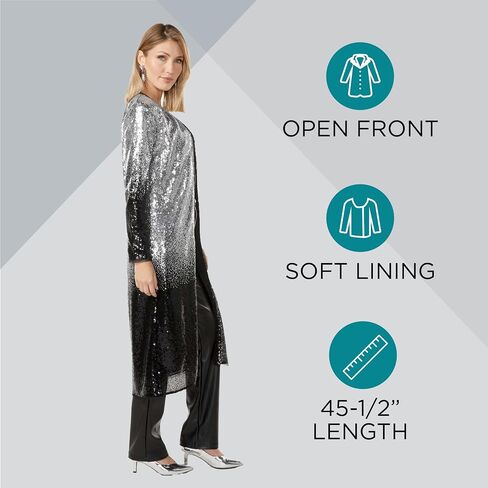 Masseys Women's Long Open-Front Sequin Jacket in Saudi Arabia