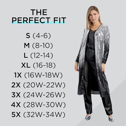 Masseys Women's Long Open-Front Sequin Jacket in Saudi Arabia