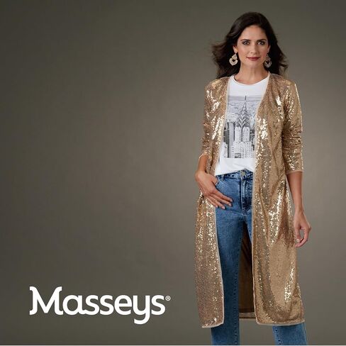 Masseys Women's Long Open-Front Sequin Jacket in Saudi Arabia