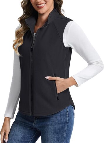 TACVASEN Women's Fleece Vest Outerwear Sleeveless Lightweight Polar Soft Warm Full Zip Jacket with Pockets in Saudi Arabia