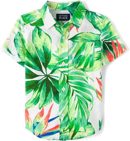 The Children's Place,Baby Boys,and Toddler Poplin Short Sleeve Button Down Shirt,Cosmos,6 Months,9 Months in Saudi Arabia