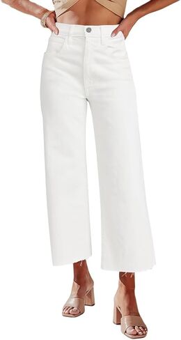 Allimy Womens Jeans High Rise Belted Wide Straight Leg Frayed Hem Jeans for Women Trendy 2025 Denim Pants in Saudi Arabia