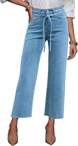 الجينز النسائي الجينز High Rise Bulted Wide Strained Leged Hend Jeans للنساء العصرية 2025 السراويل الدنيم in Saudi Arabia
