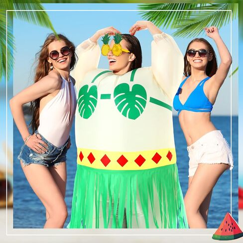 Geiserairailie قابلة للنفخ في Luau Hula Skirt زي للبالغين تفجير أزياء الحفلات في هاواي لبدلة كرنفال شاطئية مضحكة in Saudi Arabia