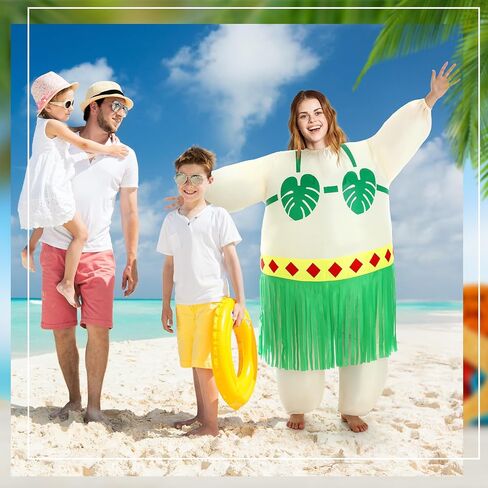 Geiserairailie قابلة للنفخ في Luau Hula Skirt زي للبالغين تفجير أزياء الحفلات في هاواي لبدلة كرنفال شاطئية مضحكة in Saudi Arabia