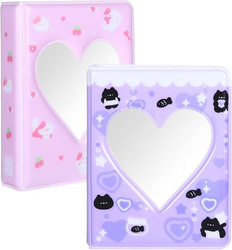 2 Pcs Photocard Binder Album 3 Inch Mini Photo Album Heart Hollow Design Portable Holder Book 36 Pockets for Photocard Collection in Saudi Arabia