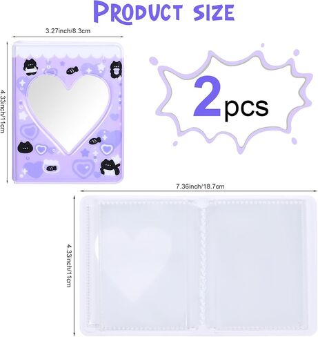 2 Pcs Photocard Binder Album 3 Inch Mini Photo Album Heart Hollow Design Portable Holder Book 36 Pockets for Photocard Collection in Saudi Arabia