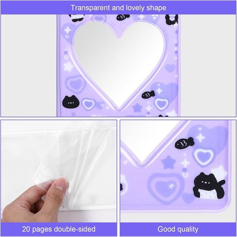 2 Pcs Photocard Binder Album 3 Inch Mini Photo Album Heart Hollow Design Portable Holder Book 36 Pockets for Photocard Collection in Saudi Arabia