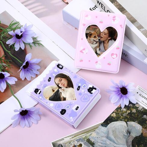 2 Pcs Photocard Binder Album 3 Inch Mini Photo Album Heart Hollow Design Portable Holder Book 36 Pockets for Photocard Collection in Saudi Arabia