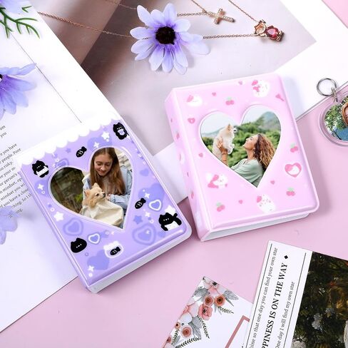2 Pcs Photocard Binder Album 3 Inch Mini Photo Album Heart Hollow Design Portable Holder Book 36 Pockets for Photocard Collection in Saudi Arabia