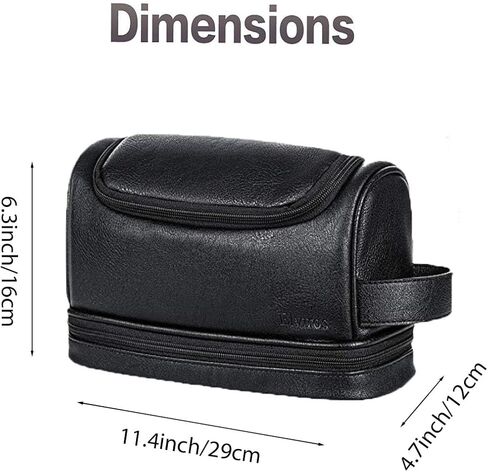 حقيبة أدوات الزينة في Elviros للرجال PU Leather Travel Organizer Kit مع خطاف معلق ، كيس حمام كبير مقاومة للماء ، هدية للرجال (بني غامق) in Kuwait
