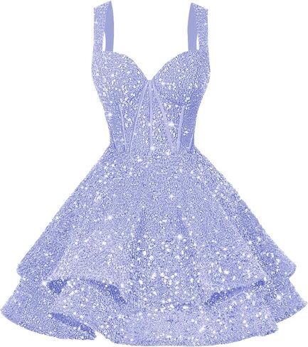 Clothfun Tiered Sequin Short Homecoming Dresses 2025 for Teens Sparkly Corset Sweet 16 Prom Cocktail Dress CY179 in Saudi Arabia