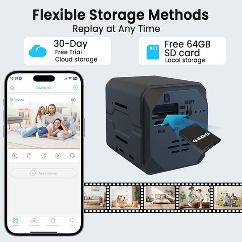 2025 Upgraded Security Camera, 4K HD Mini Nanny Cam for Home with Night Vision, WiFi Indoor Camera, 100 Days Long Battery Life, Motion Detection, Remote Viewing, Wireless Surveillance Cam in Kuwait