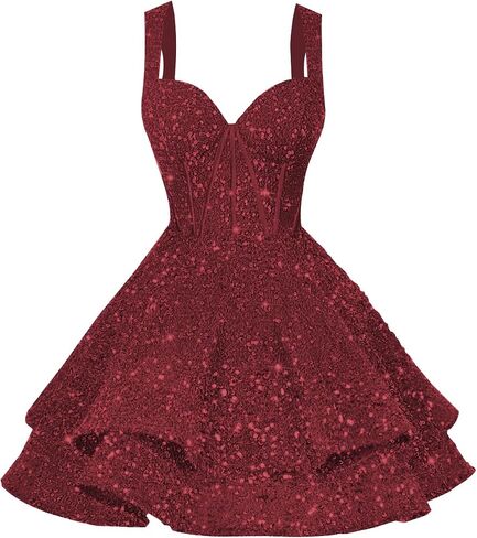 Clothfun Tiered Sequin Short Homecoming Dresses 2025 for Teens Sparkly Corset Sweet 16 Prom Cocktail Dress CY179 in Saudi Arabia