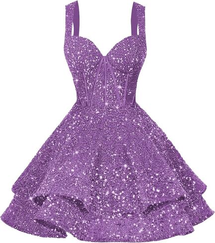 Clothfun Tiered Sequin Short Homecoming Dresses 2025 for Teens Sparkly Corset Sweet 16 Prom Cocktail Dress CY179 in Saudi Arabia