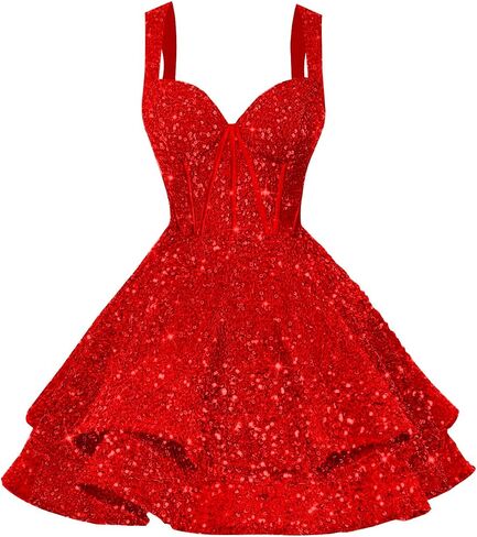 Clothfun Tiered Sequin Short Homecoming Dresses 2025 for Teens Sparkly Corset Sweet 16 Prom Cocktail Dress CY179 in Saudi Arabia