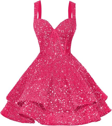 Clothfun Tiered Sequin Short Homecoming Dresses 2025 for Teens Sparkly Corset Sweet 16 Prom Cocktail Dress CY179 in Saudi Arabia
